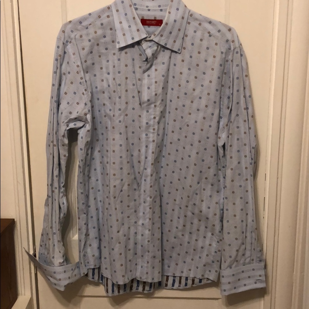 {Report Collection} button down shirt